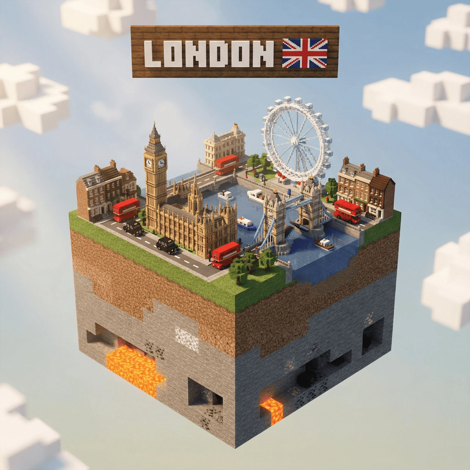 Filmischer Voxel-London-Block