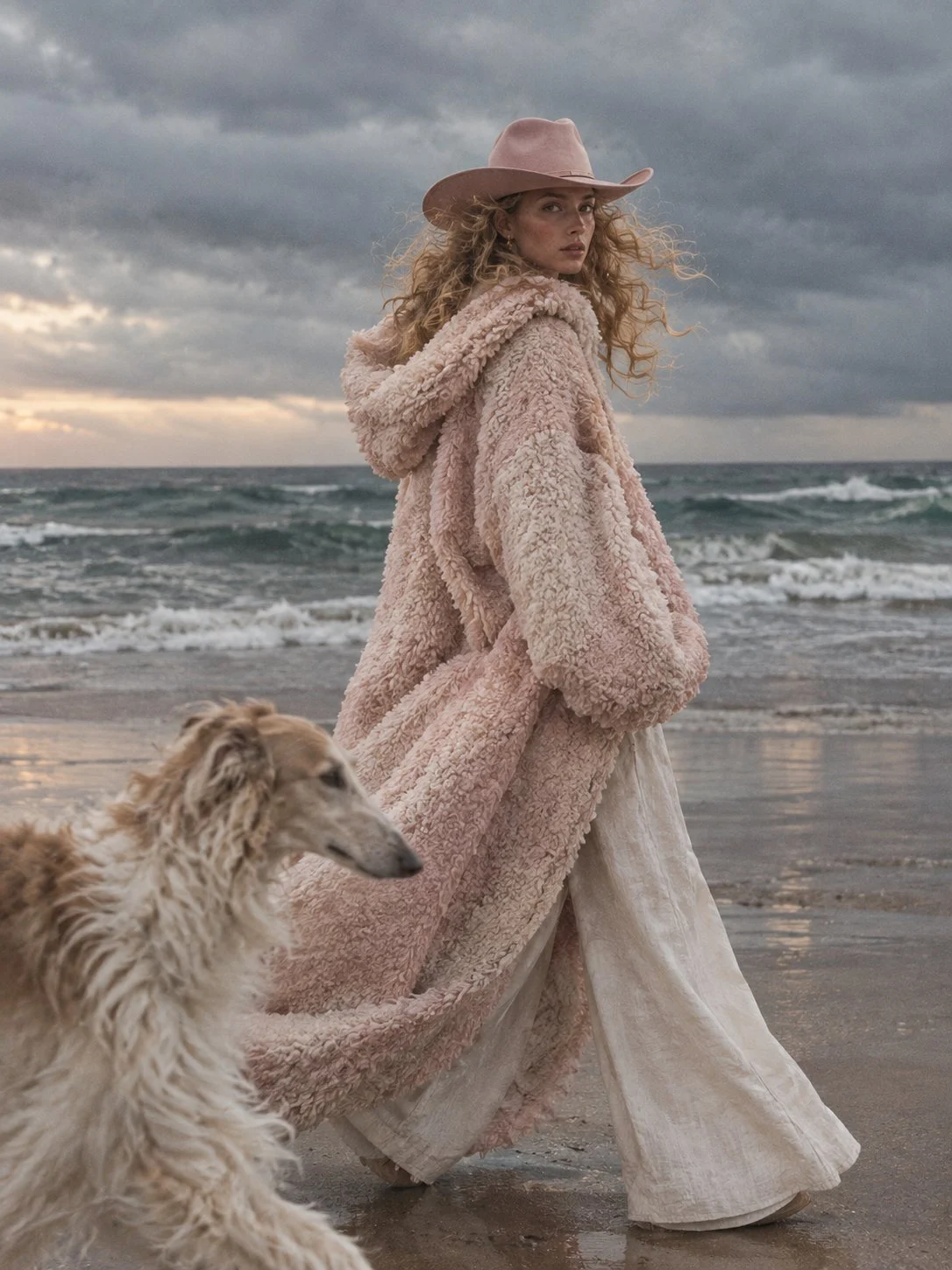 Dove il vento selvaggio incontra l'alta moda 🌊🎩🤍