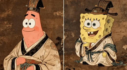 Patrick e SpongeBob in abiti antichi