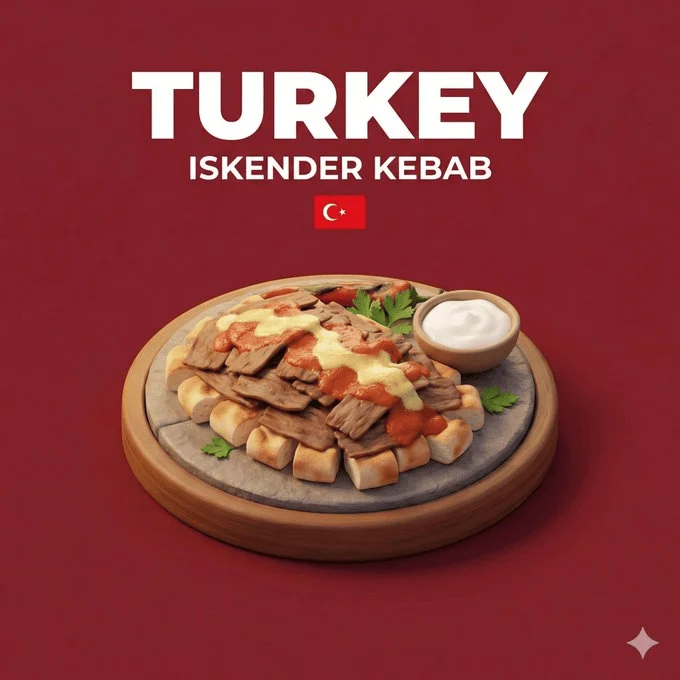 Türkisches Kebab-Diorama aus der Vogelperspektive