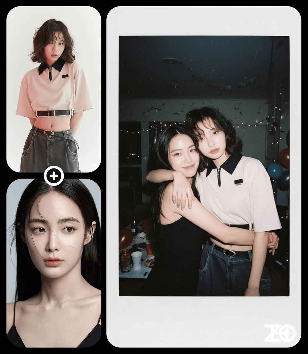 Foto de hermanas en Polaroid