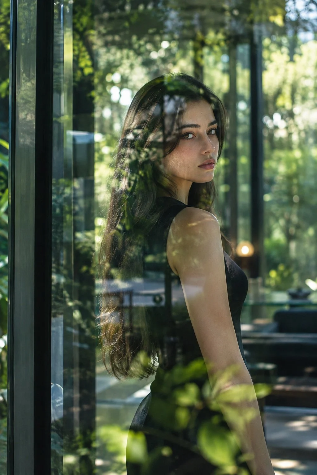 Zwischen Glas, Schatten und einer Welt aus Grün gefangen. 🌿🖤