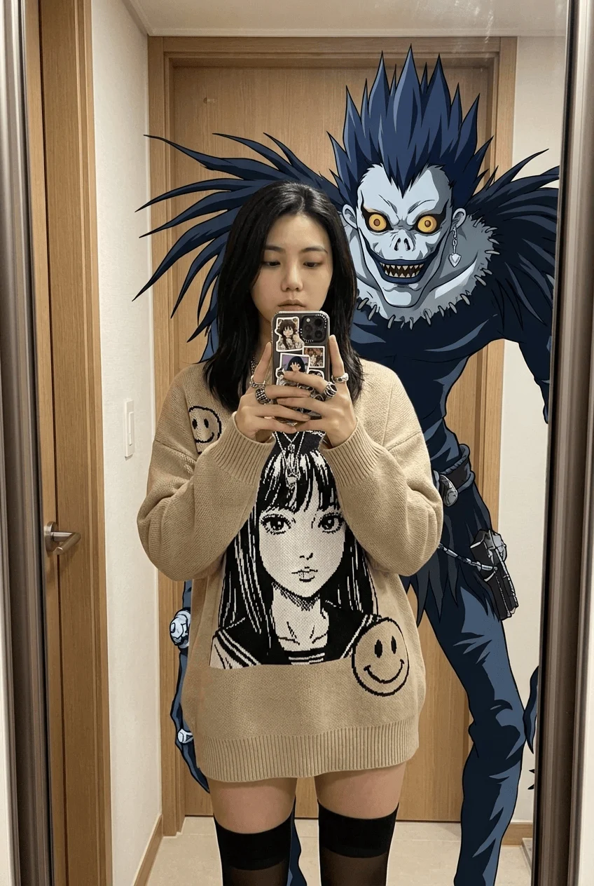 Autoscatto con un personaggio anime 2D