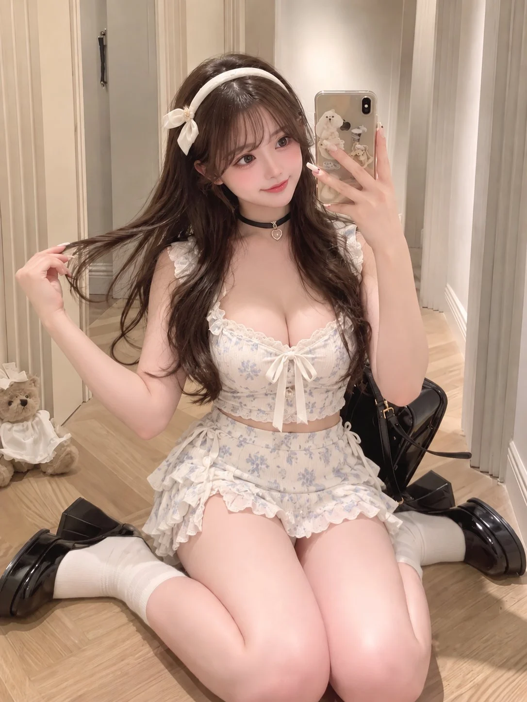 缎带也好，荷叶边也好，今天就要甜到底。正在镜子前确认心头好🎀📱🩵
