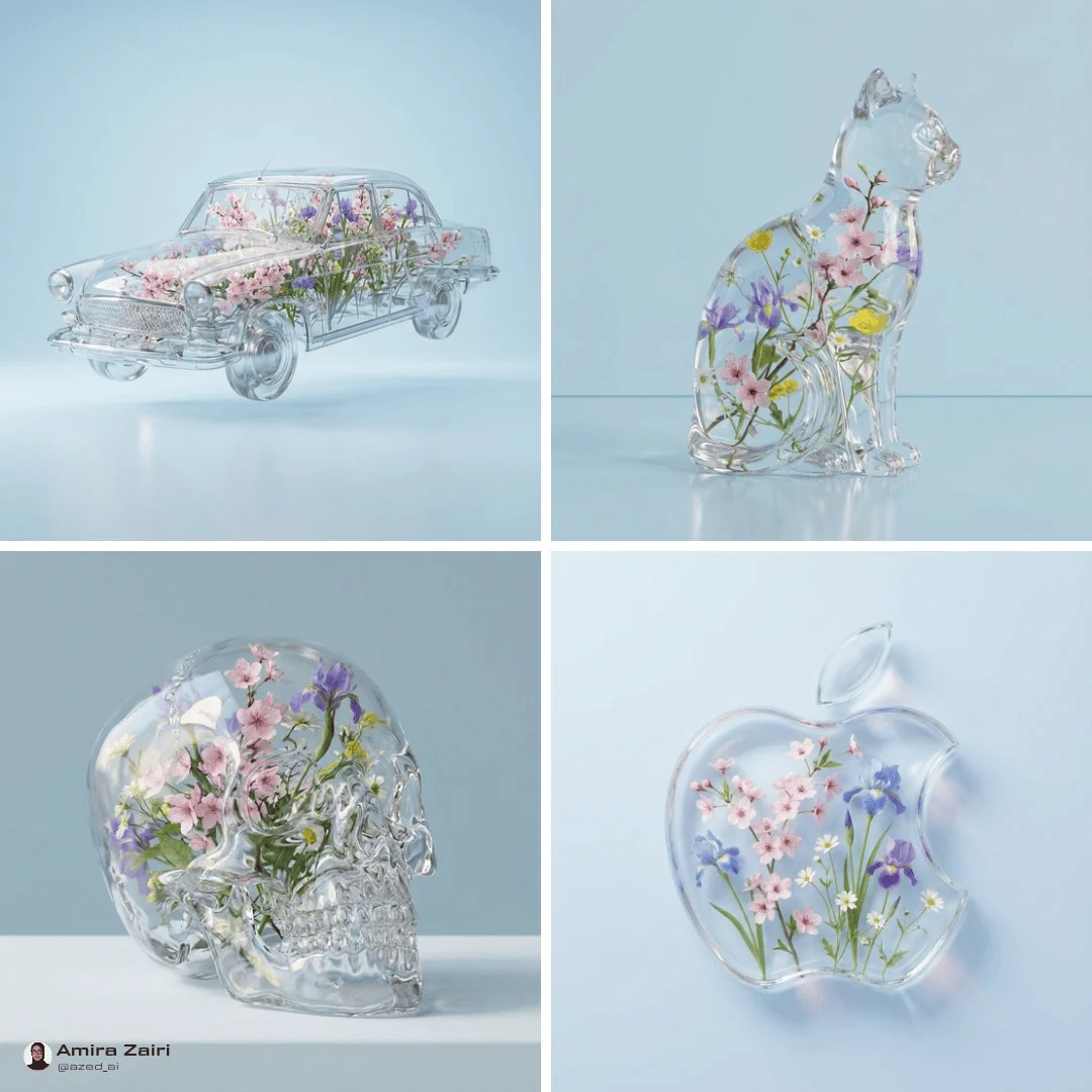 Contenitore trasparente pieno di fiori