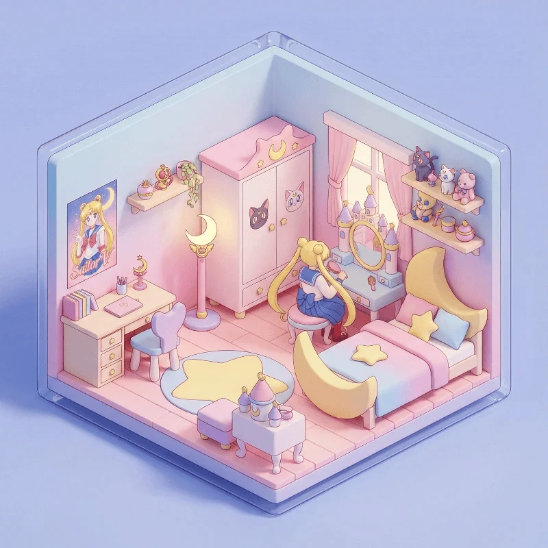 Dormitorio 3D de Sailor Moon adorable