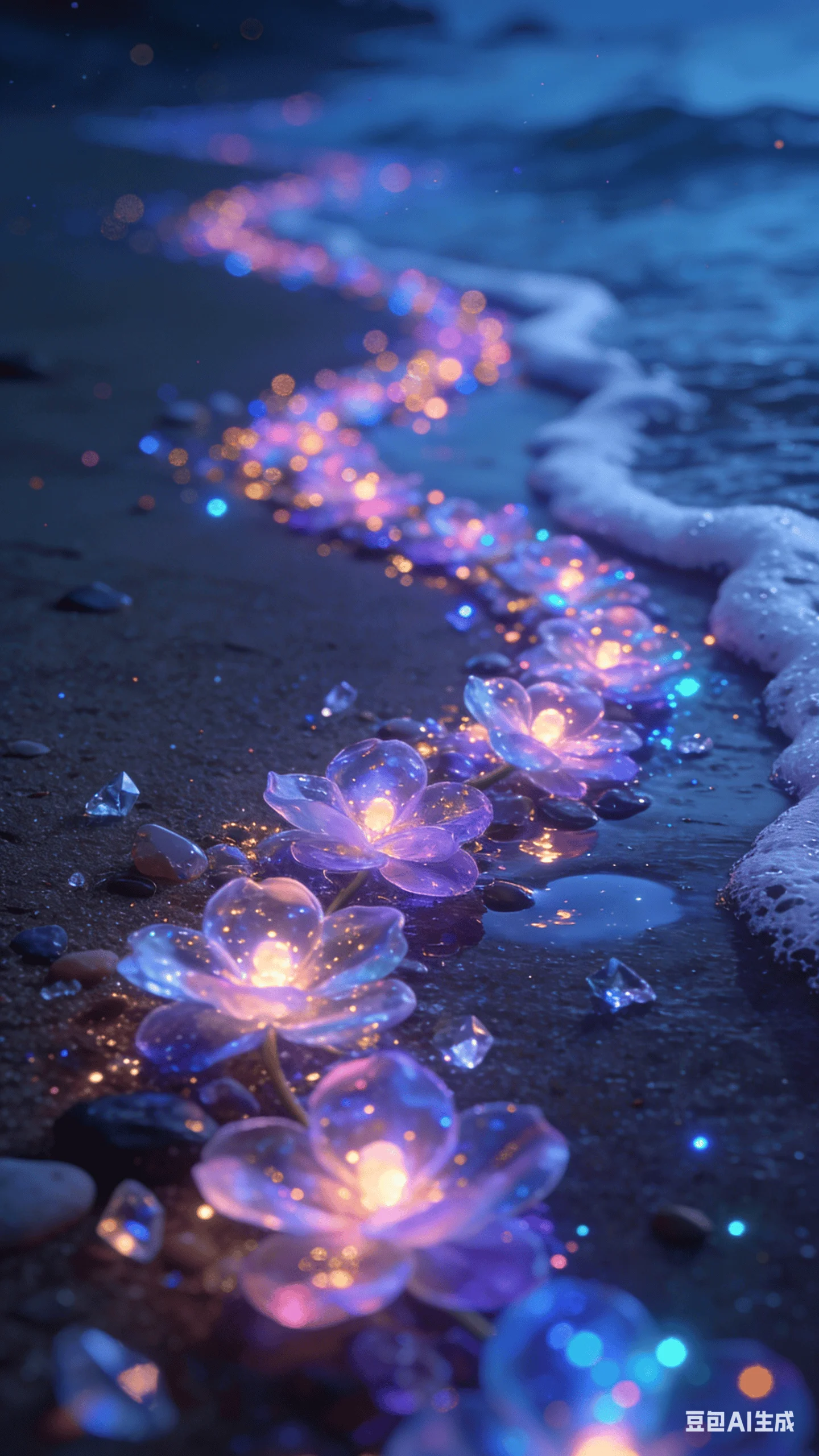 Fluorescent Petal Beach Illustration