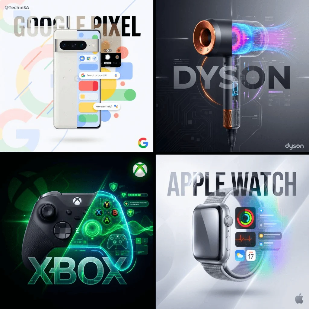 Poster creativi per quattro grandi marchi tecnologici