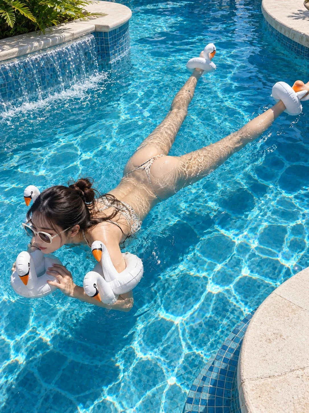 Circondata dai cigni, un pomeriggio in cui anche il luccichio dell'acqua diventa compagno di giochi🦢💦☀️