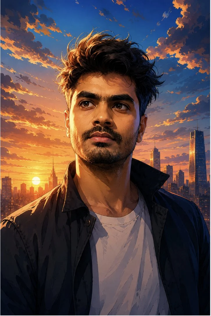 Filmische Sonnenuntergangs-Illustration