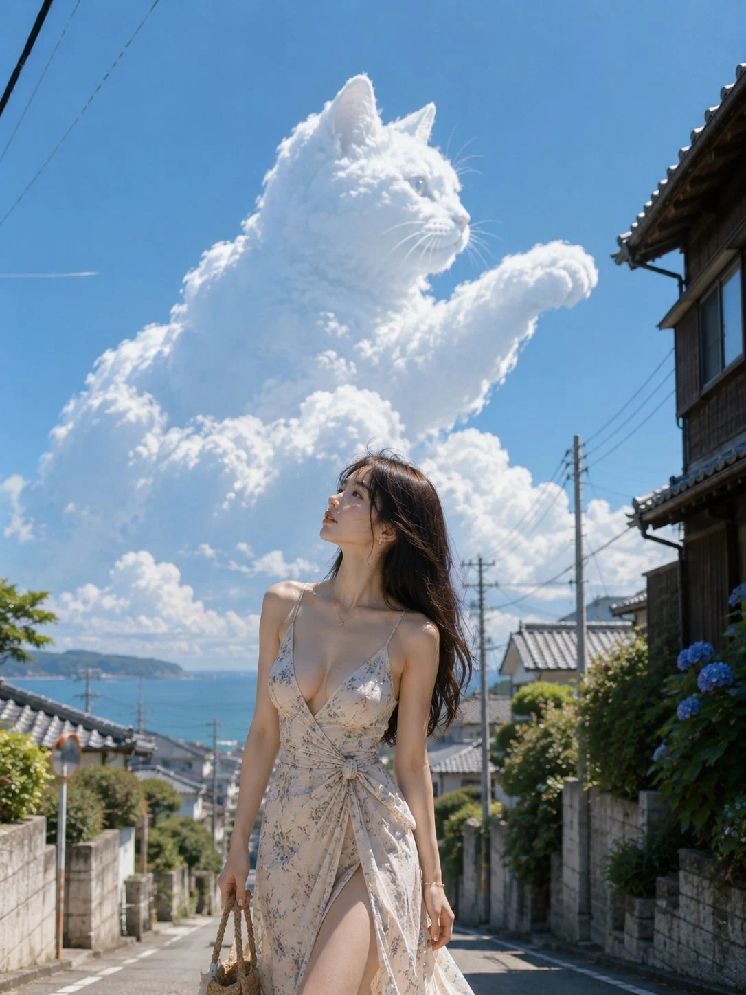 Oltre la salita, il gatto del cielo estivo allungava piano la zampa anteriore.