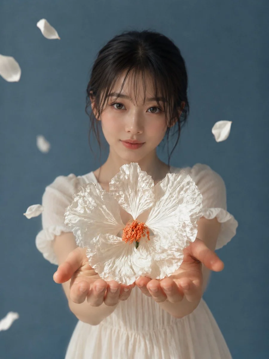 손바닥 위에서, 여름의 흰빛이 조용히 풀려난다.