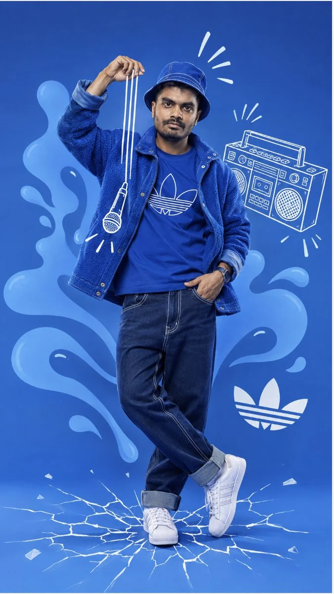 Habe versucht, aus einem einfachen Foto ein vollwertiges Streetwear-Poster zu machen 🔵🔥