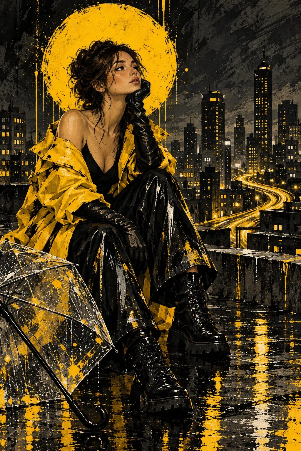 Pioggia, neon e un po' di caos. 🖤💛