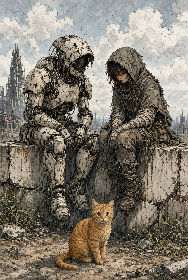 Even after the world fell apart, they still found a little peace together. 🐾🤍