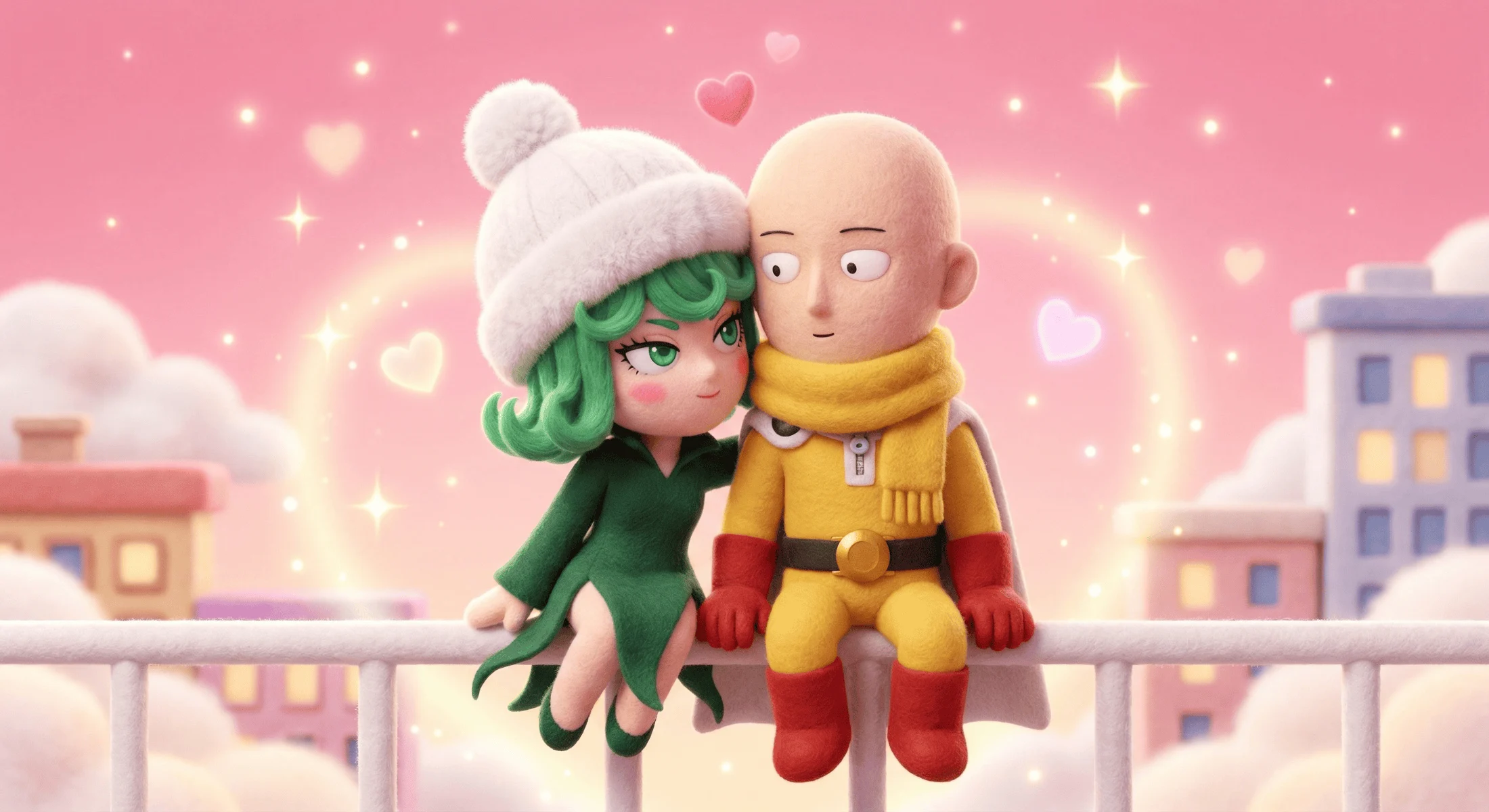 Il momento di battito rosa di Saitama e Tatsumaki