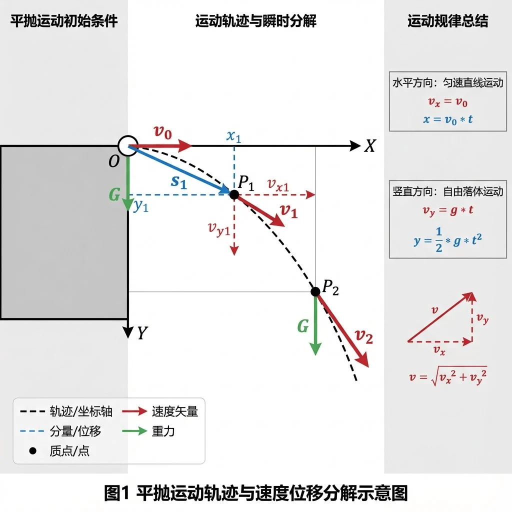 Projectile Motion Trajectory and Decomposition