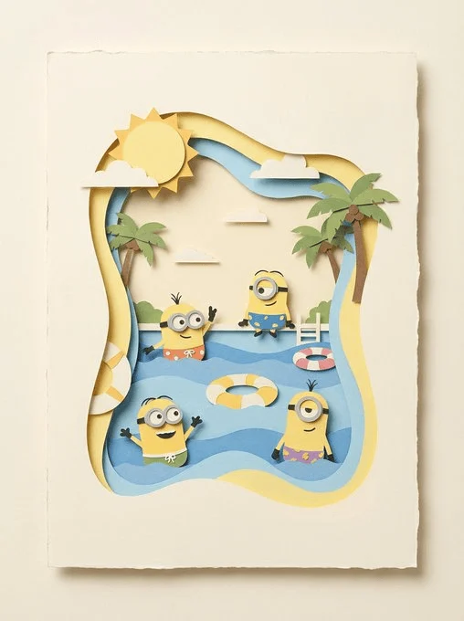 Illustrazione in carta ritagliata a strati