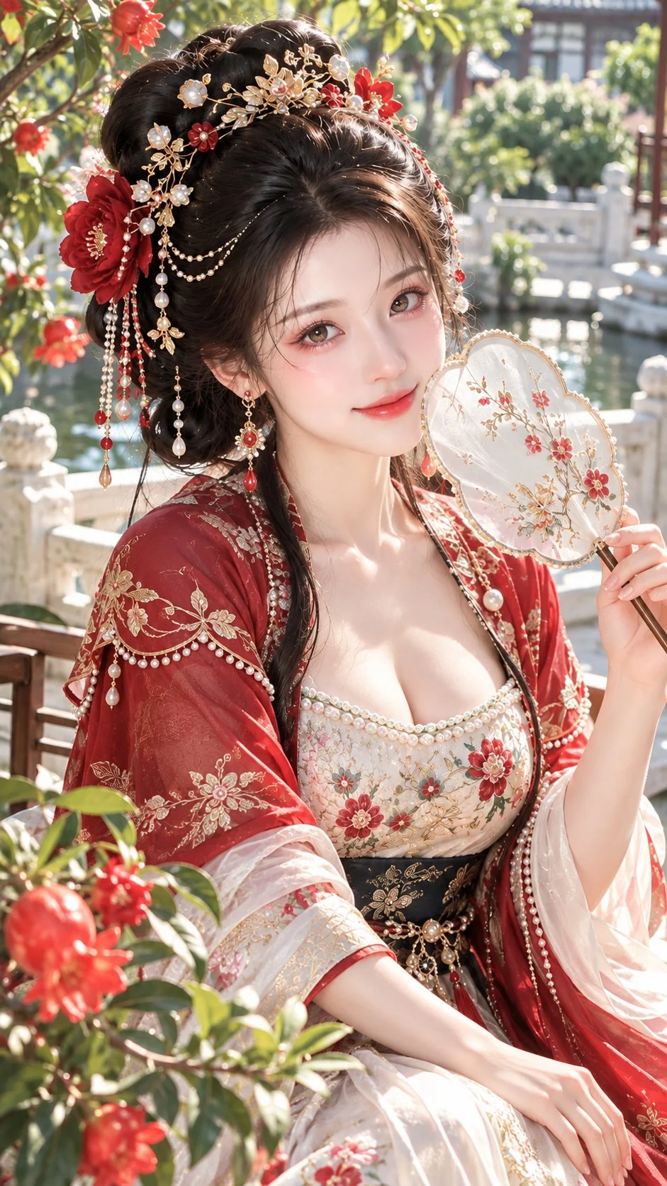 GPT Image 2.5生成古风人像：石榴花影