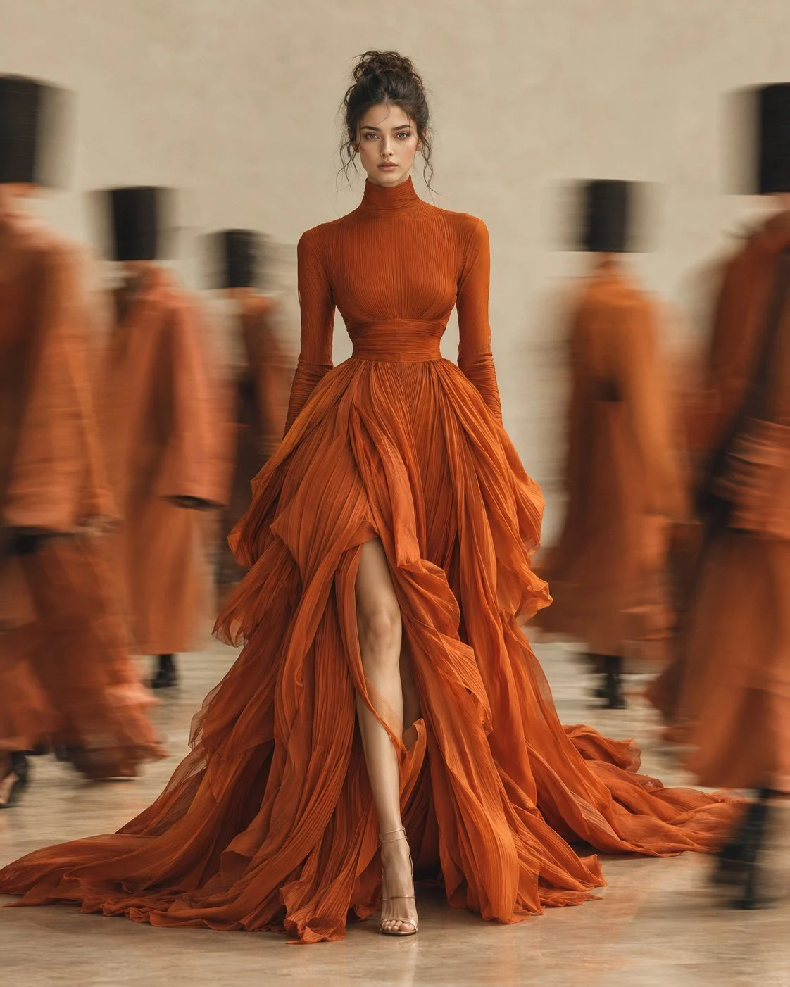 Wenn Stille auf Bewegung trifft, wird Couture zur Kunst. 🧡