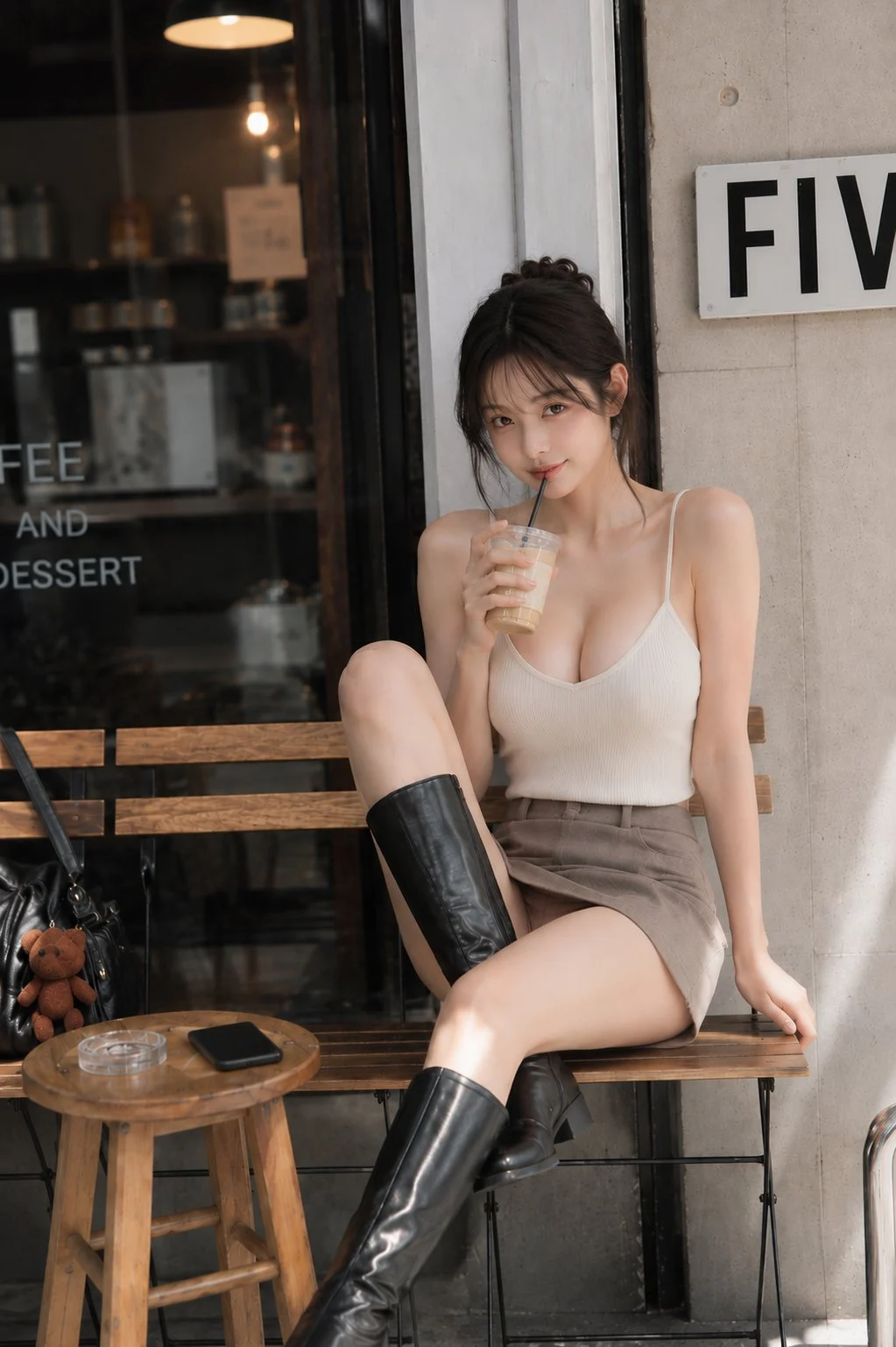 A cold sip in my favorite seat. An afternoon of watching the street is just right 🥤🖤☀️