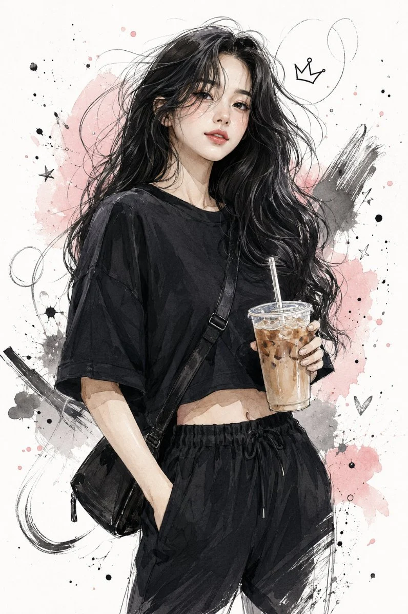 黒、コーヒー、そして少しの芸術的混沌。🖤