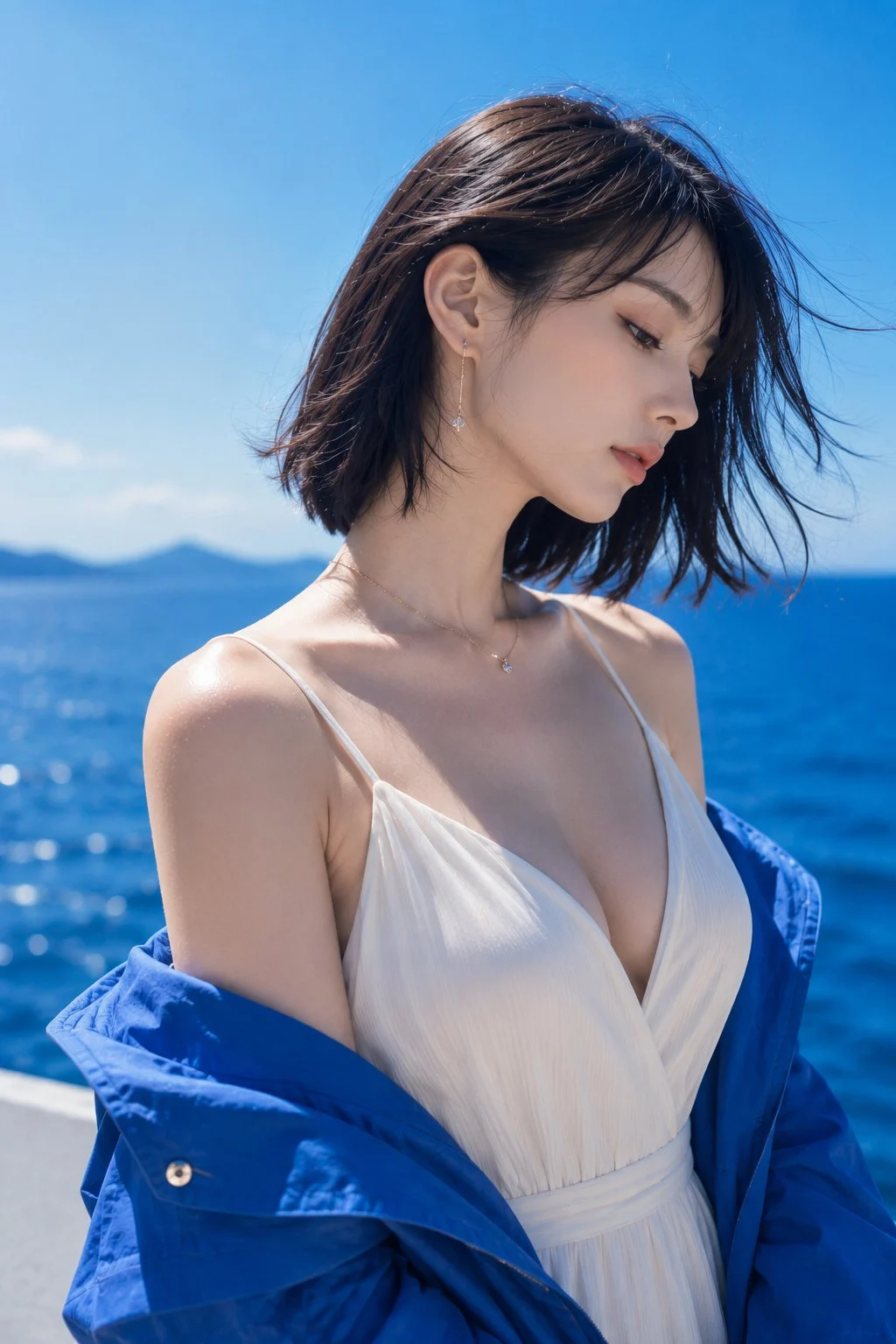 Lasciando l'azzurro del mare sulle spalle, solo lo sguardo si allontana in silenzio. 🌊💙✨