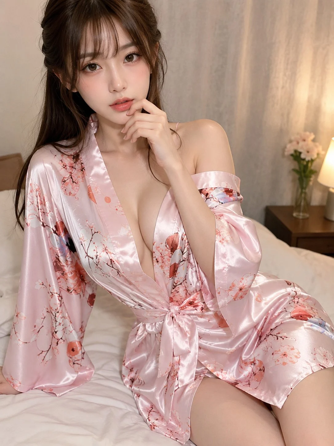 被花纹缎面包裹的夜。灯一暗下来，心情也慢慢松开🌸🌙🩷