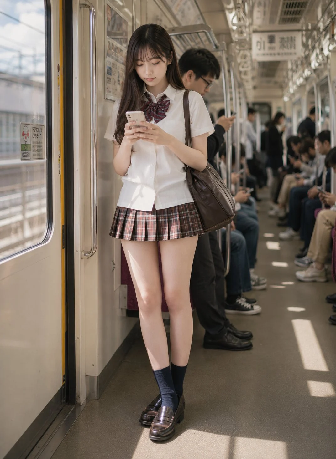 早晨的电车，大家都一样盯着屏幕。离目的地就差一点了📱🚃☀️