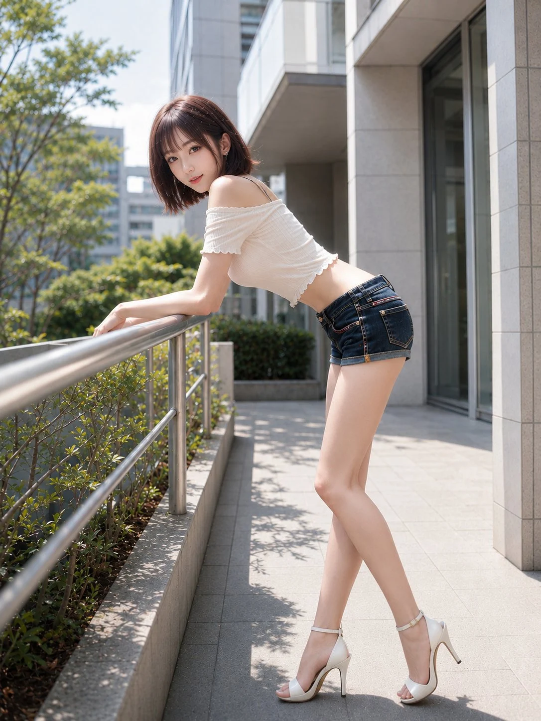 Una piccola allungata sotto la luce del sole. Con bianco e denim, anche passeggiare in città sembra godersi con leggerezza☀️🤍👠