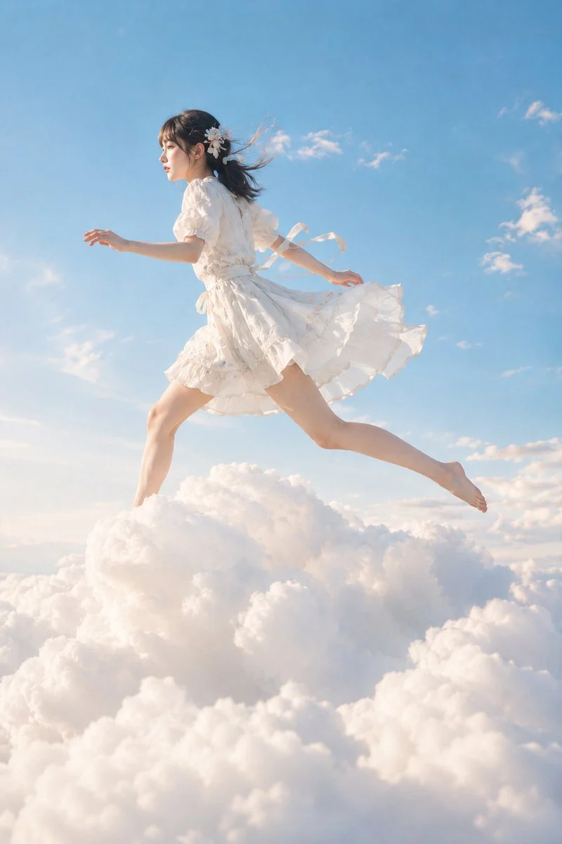 Effleurer le bord des nuages, vers le ciel d'été.