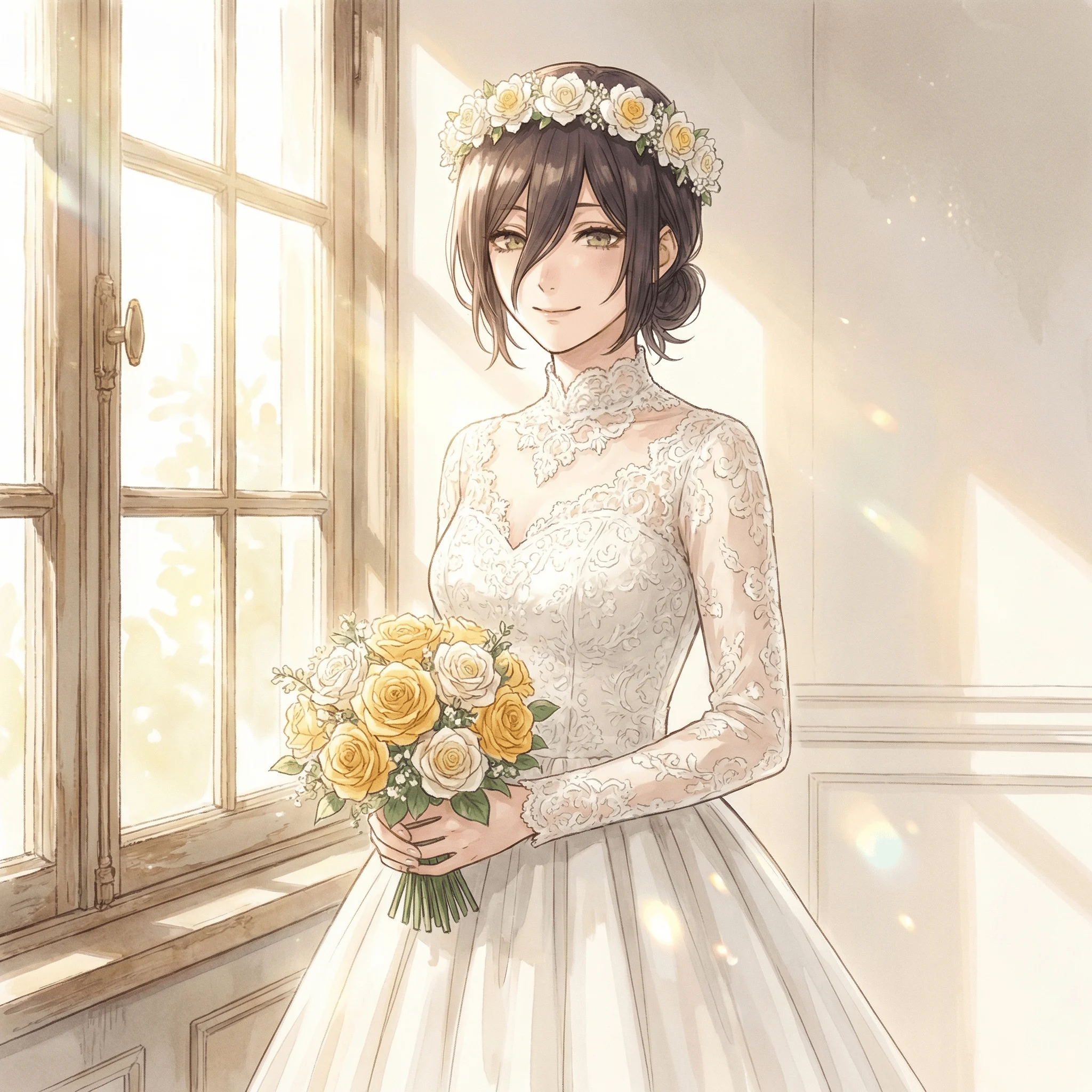 Illustrazione di Reze in abito da sposa