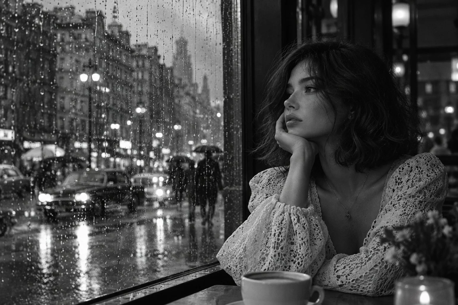 Some rainy evenings feel like memories.☕🌧️🖤