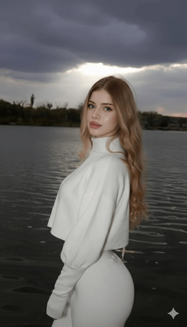Lakeside White Dress Portrait