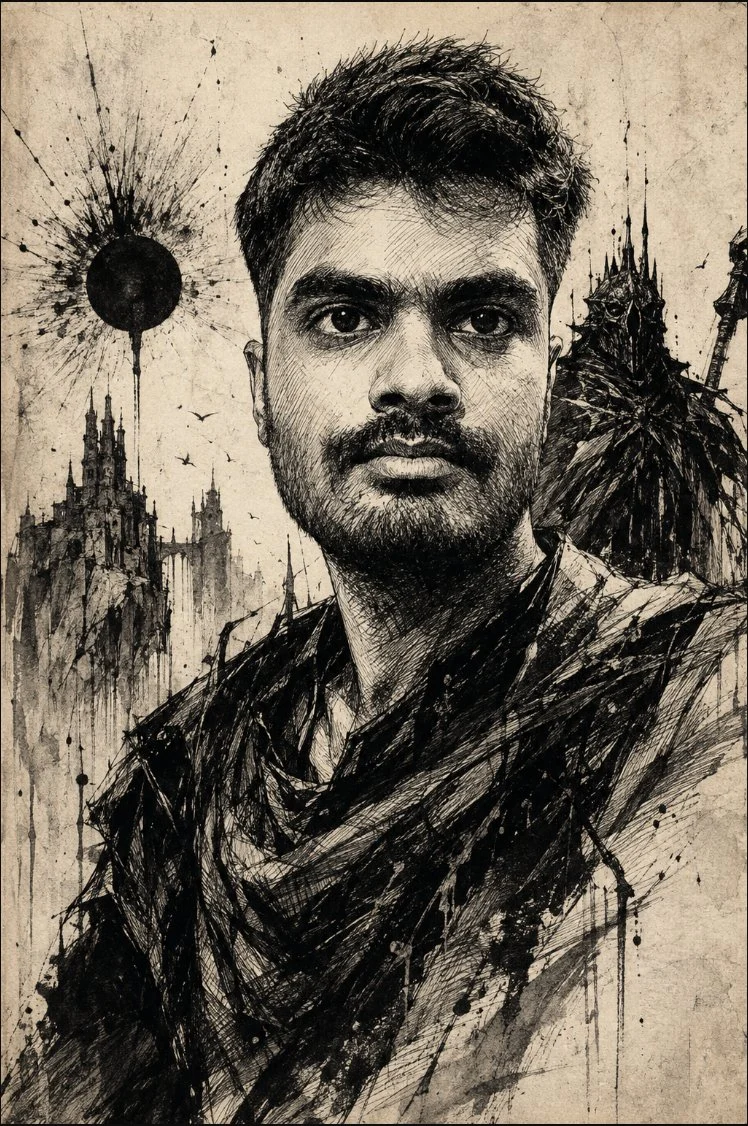 D'un simple portrait à un monde d'ombres. 🖤✒️