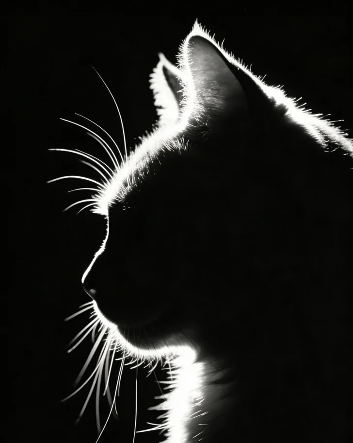 Silhouette di gatto in controluce