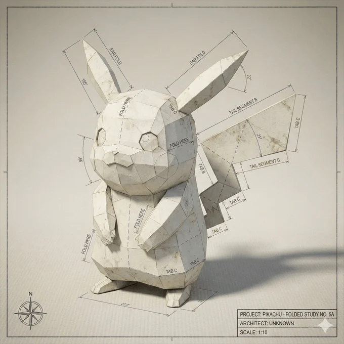 Ultra-detaillierter Origami-Bauplan