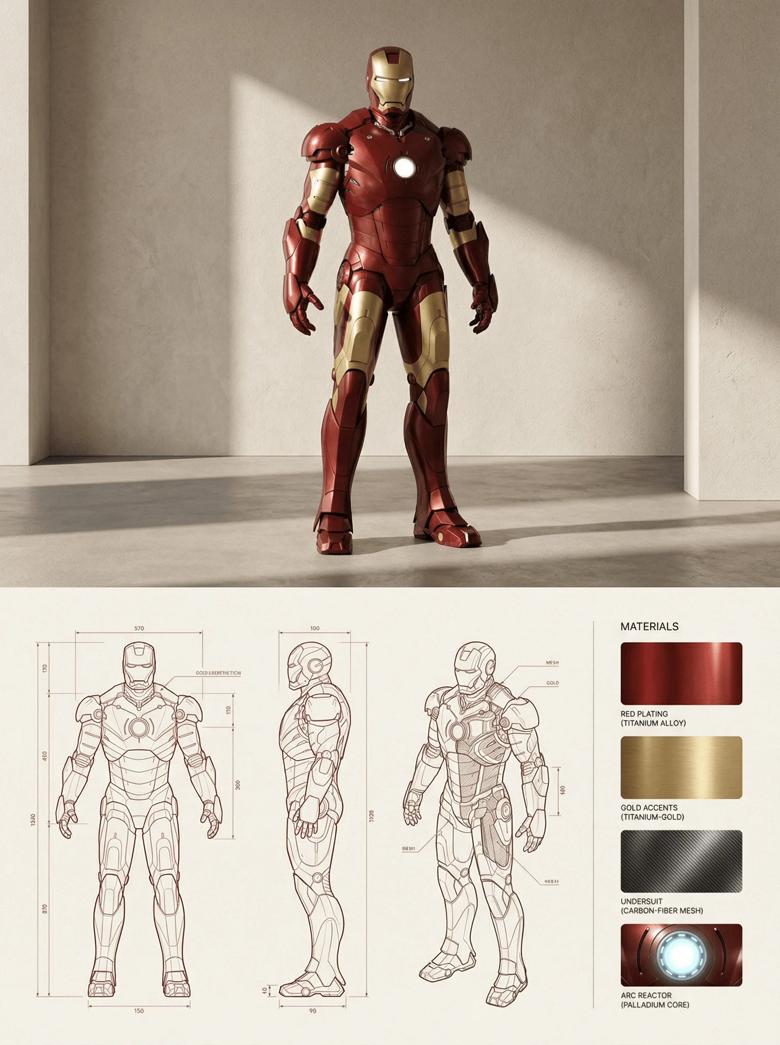 Progetto di design dell'armatura di Iron Man