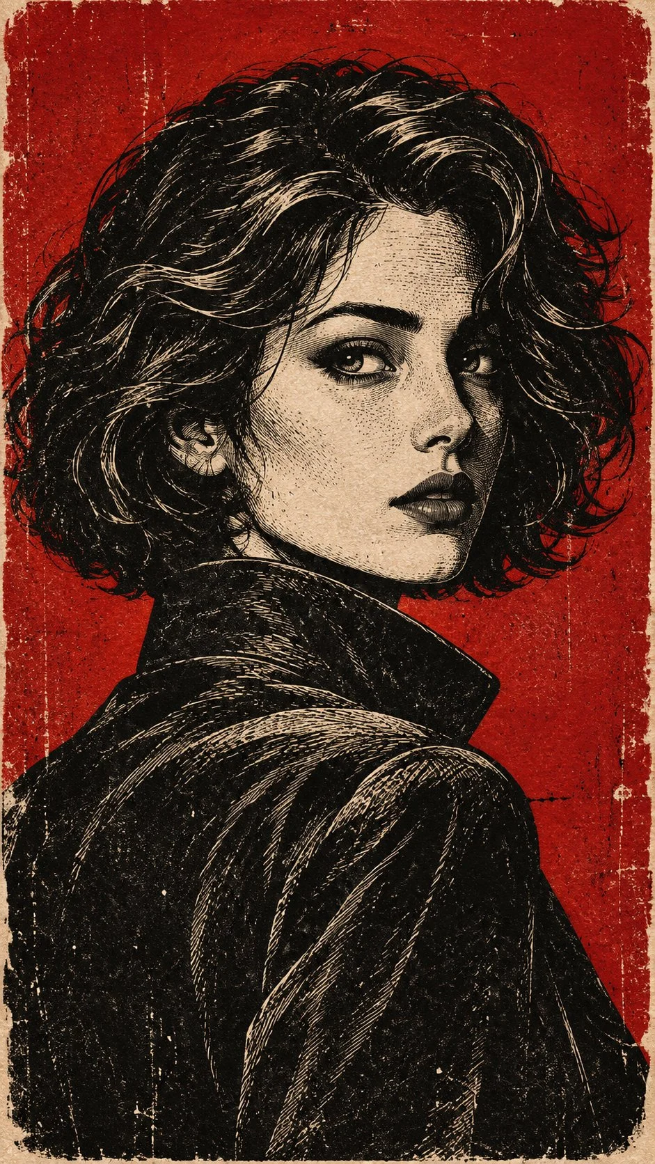 Uno sguardo silenzioso, scolpito nel cremisi e nell'ombra. 🖤❤️