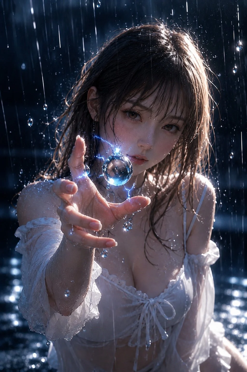 Entre las gotas de lluvia, encontré una pequeña luz azul 🌧️🔮