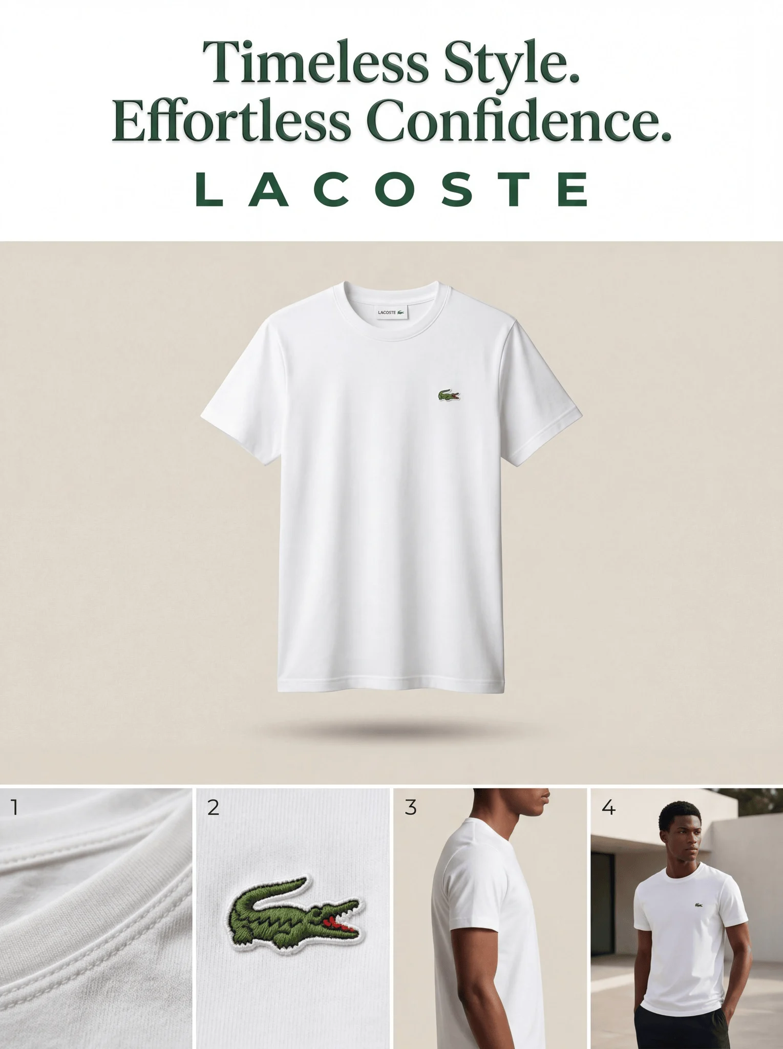Design di poster pubblicitario per T-shirt premium Lacoste