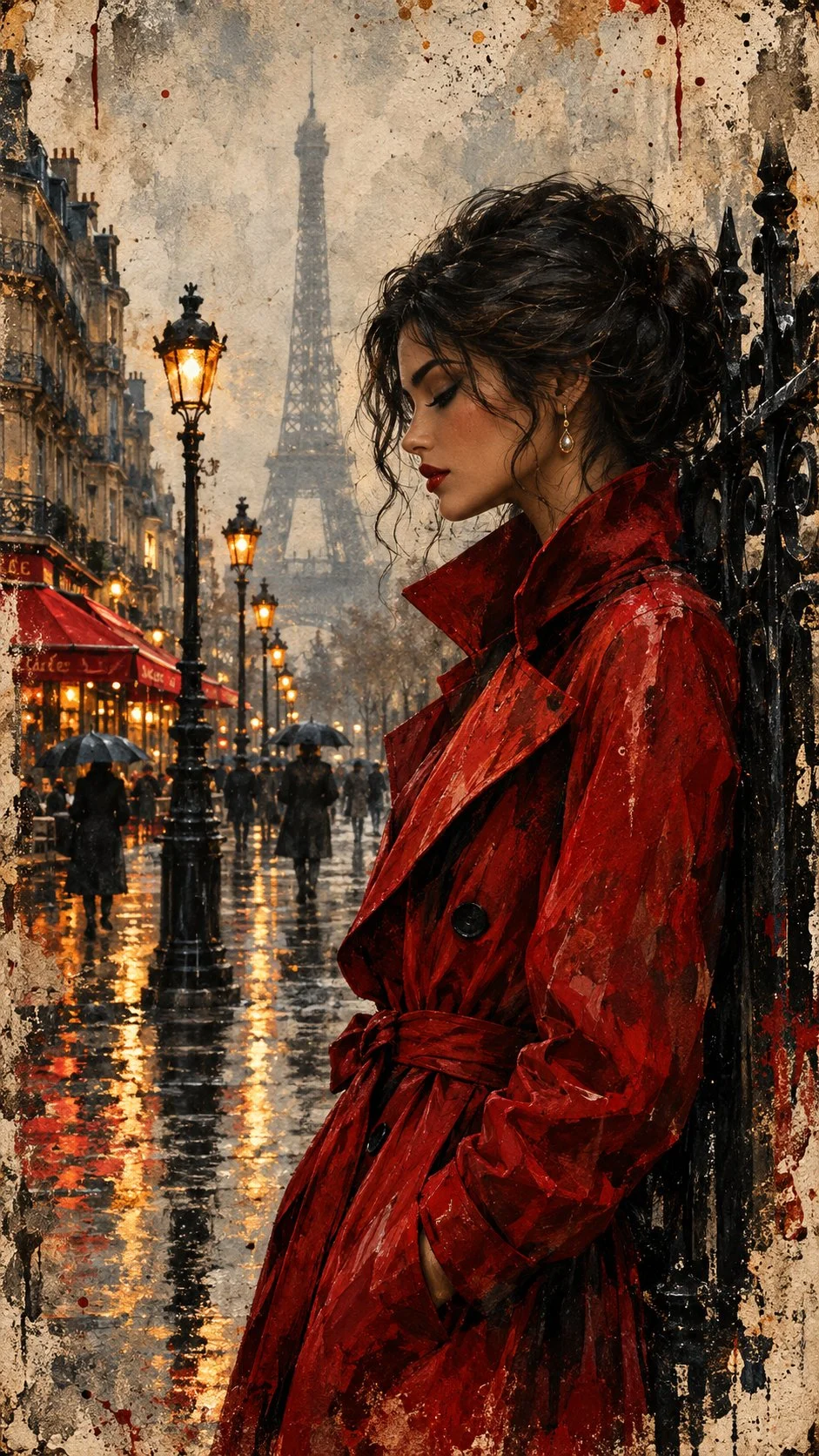 Pioggia, rosso e un po' di malinconia parigina. 🥀
