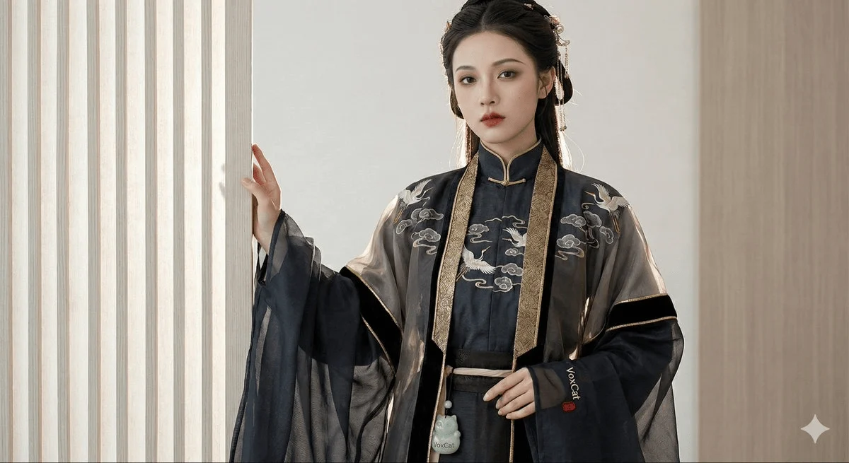 Schwarz-Gold Hanfu-Porträt