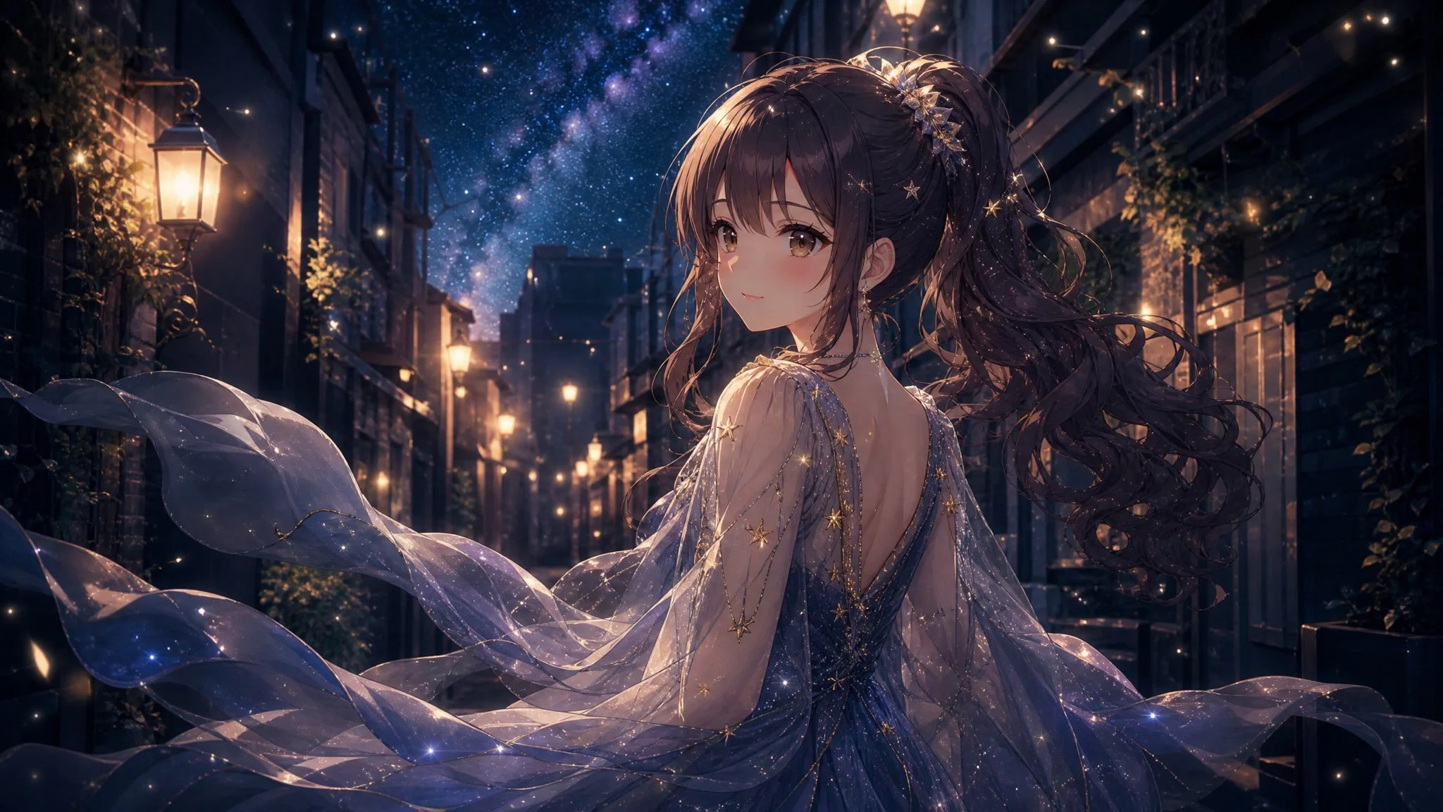 Sen-chan in Shibuya Tanabata-Sternenwunsch-Nacht-Mode, die Hand ausgestreckt